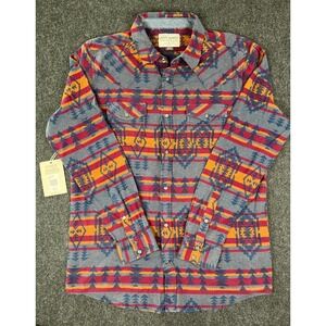 Cody James Mens Fire Water Grey Southwestern Snap Front Western‎ Shirt LT NWT